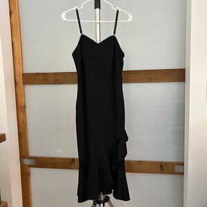 Grace Karin Black Rhinestone Detail Ruffle Hem Strap/less Lined Maxi Dress Sz M